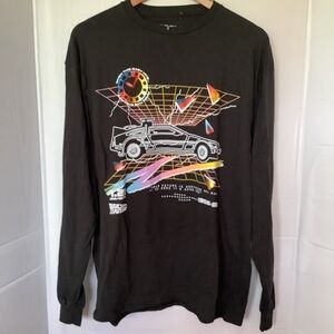 Back to the Future Black Graphic Long Sleeve Shirt sz Large NWOT